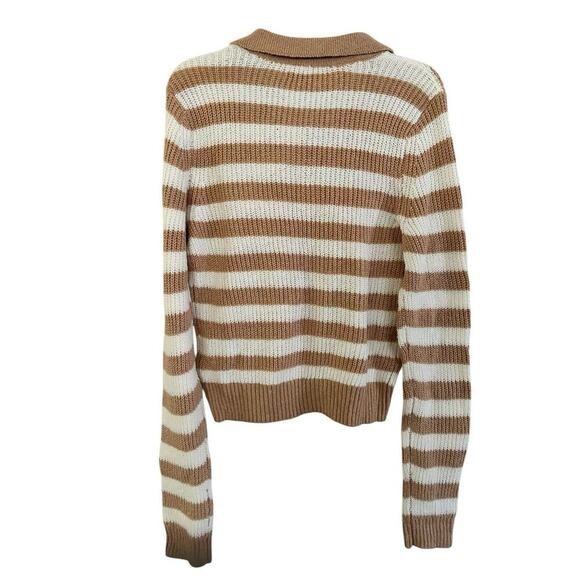 American Eagle Women's Beige & White Striped Sweater, Size Small - Picture 2 of 6